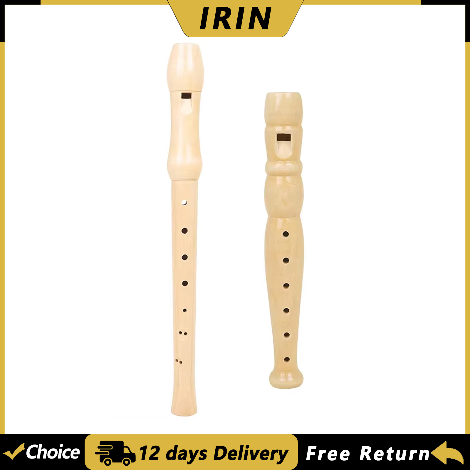 Musical Instrument Harmonium - IRIN 6/8 Hole Recorder Wood Color