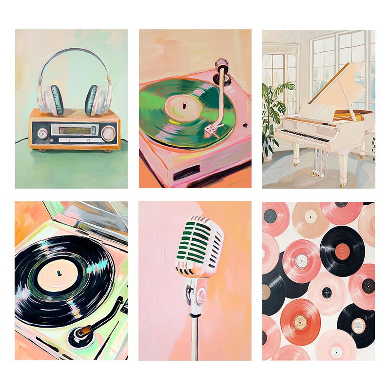 (No frame)Retro Musical Art Po - Picture Of Musical Instrument ulasan dan harga