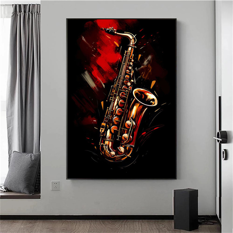 Frameless Abstract Colorful Ar - Picture Of Musical Instrument ulasan dan harga